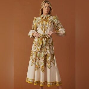 Paisley Printed Ivory Dress